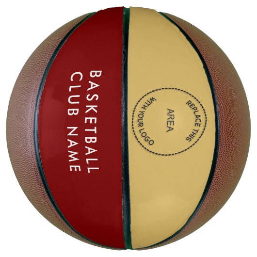 バスケットボールクラブ名ロゴマルーン金ゴールドまたは任意の色 バスケットボール (縦)