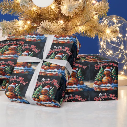 バスケットボールクリスマスをテーマにした ラッピングペーパー (クリスマス)