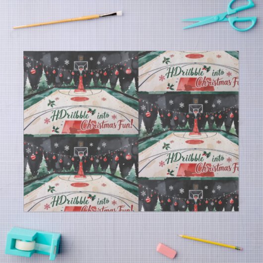 バスケットボールクリスマスをテーマにした 薄葉紙 (クラフト)