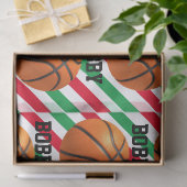 バスケットボールクリスマスアドストライプネーム赤n緑 薄葉紙 (ギフト)