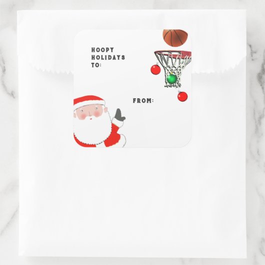 バスケットボールクリスマスギフトタグ スクエアシール (バッグ)
