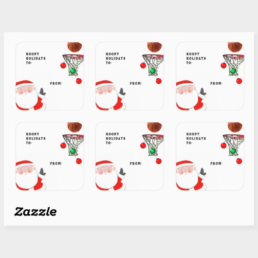 バスケットボールクリスマスギフトタグ スクエアシール (シート)