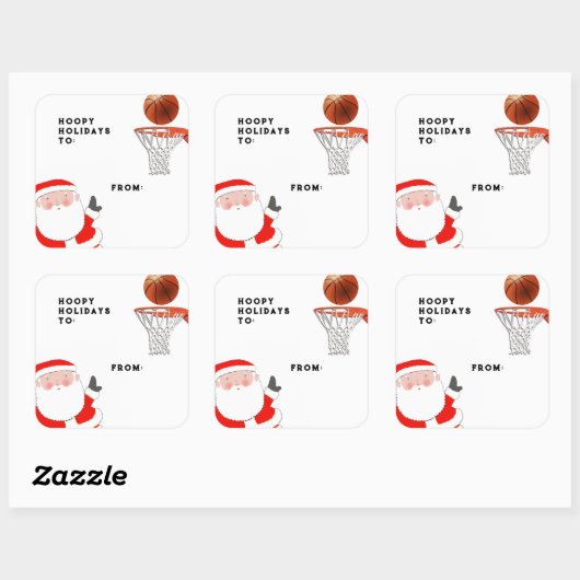 バスケットボールクリスマスギフトタグ スクエアシール (シート)