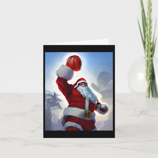 バスケットボールクリスマスサンタクロース男性へダンキングA カード (正面)