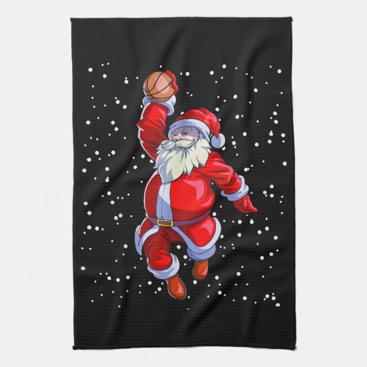 バスケットボールクリスマスシャツメンズボーイズバスケットボールサン キッチンタオル (縦)