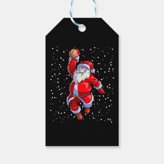 バスケットボールクリスマスシャツメンズボーイズバスケットボールサン ギフトタグ (正面)