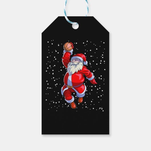 バスケットボールクリスマスシャツメンズボーイズバスケットボールサン ギフトタグ (裏面)