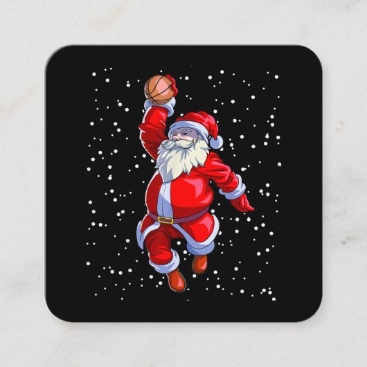 バスケットボールクリスマスシャツメンズボーイズバスケットボールサン スクエア名刺 (正面)