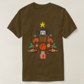 バスケットボールクリスマスツリーおもしろいメリークリスマスの衣装 Tシャツ (デザイン正面)