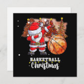バスケットボールクリスマスツリーとサンタクロース シーズンカード (正面/裏面)