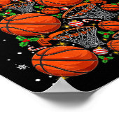 バスケットボールクリスマスツリーライトサンタバスケットボールクリス ポスター (角)