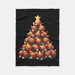 バスケットボールクリスマスツリー フリースブランケット