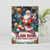 バスケットボールクリスマスパーティーの水色 招待状 (スタンド正面)