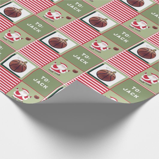 バスケットボールクリスマスプレゼント ラッピングペーパー (角)