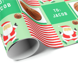 バスケットボールクリスマスホリデーギフト ラッピングペーパー