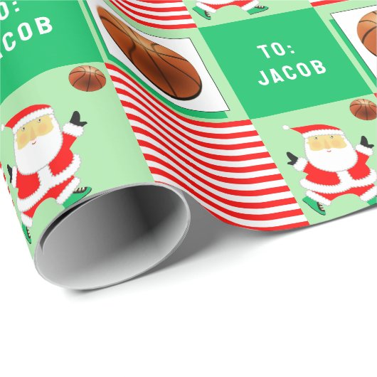 バスケットボールクリスマスホリデーギフト ラッピングペーパー (ロールコーナー)