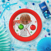 バスケットボールクリスマスホリデーパーティー ペーパープレート (パーティー)