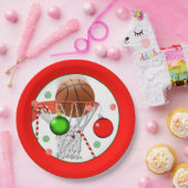 バスケットボールクリスマスホリデーパーティー ペーパープレート (パーティー)