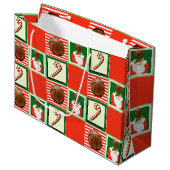 バスケットボールクリスマスホリデー ラージペーパーバッグ (正面アングル)