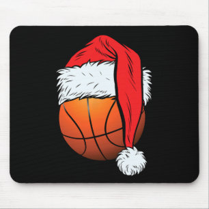 バスケットボールクリスマスボールサンタハットクリスマスボーイズメンズ マウスパッド