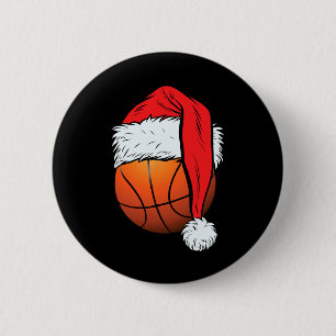 バスケットボールクリスマスボールサンタハットクリスマスボーイズメンズ 缶バッジ