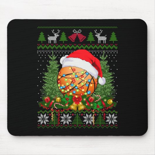 バスケットボールクリスマス醜い家族のギフトスポーツ愛 マウスパッド (正面)