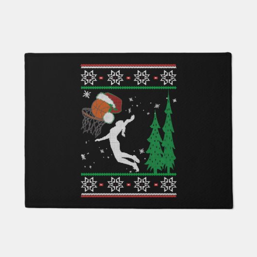 バスケットボールクリスマス ドアマット (正面)