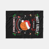 バスケットボールクリスマス フリースブランケット (正面(横))