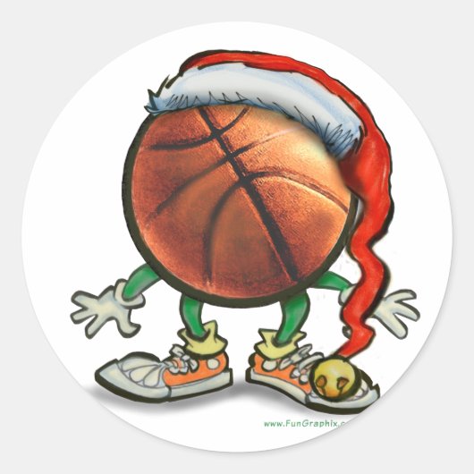バスケットボールクリスマス ラウンドシール (正面)