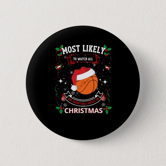 バスケットボールクリスマス 缶バッジ (正面)