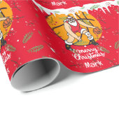 バスケットボールクリスマスwithサンタクロースストッキング ラッピングペーパー (ロールコーナー)