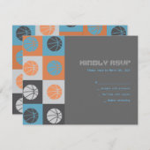 バスケットボールクールバーバルミツワー返信カード 出欠カード (正面/裏面)