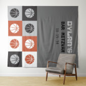 バスケットボールクールバー(ユダヤ教の)バル・ミツバー招待状 タペストリー (インサイチュ(横))