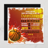 バスケットボールグランジバー(ユダヤ教の)バル・ミツバー招待状 招待状 (正面/裏面)