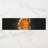 バスケットボールグランジ（ばちゃばちゃ）跳ねるオレンジブラックパーティー ペットボトルラベル (シングルラベル)