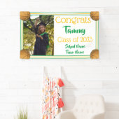 バスケットボールグリーンと金ゴールド1枚の写真卒業 横断幕 (インサイチュ)