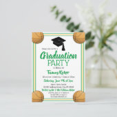 バスケットボールグリーン&金ゴールド卒業パーティー インビテーションポストカード (スタンド正面)