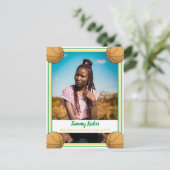 バスケットボールグリーン&金ゴールド卒業 案内ポストカード (スタンド正面)