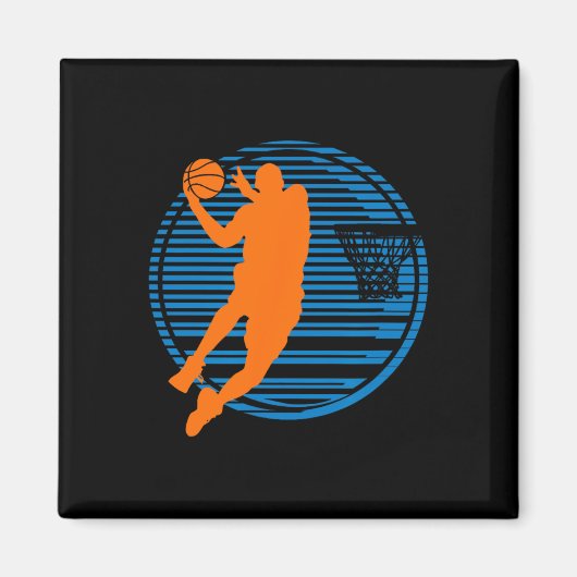 バスケットボールゲームダンクプレーヤーコートスポーツボールチーム マグネット (正面)