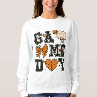 バスケットボールゲームデーTシャツデザインとBow & Hear スウェットシャツ