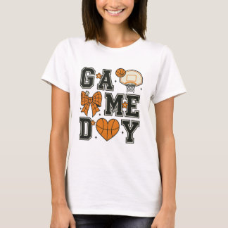 バスケットボールゲームデーTシャツデザインとBow & Hear Tシャツ