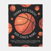 バスケットボールコーチにチームプレーヤー名を追加 フリースブランケット (正面)