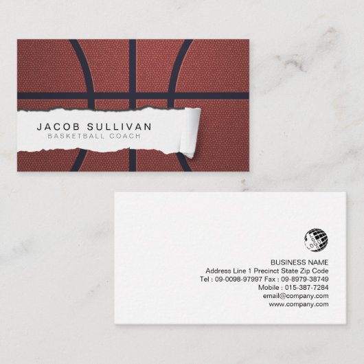 バスケットボールコーチプロフェッショナルスポーツビジネス 名刺 (正面/裏面)