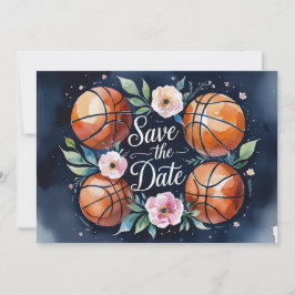 バスケットボールコートでのSave the Date 招待状