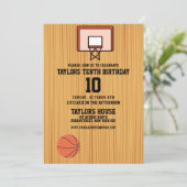 バスケットボールコートのスポカスタムーツの誕生日パーティー 招待状 (スタンド正面)