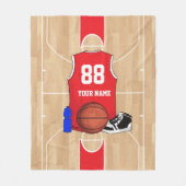 バスケットボールコートのパーソナライズなバスケットボール選手 フリースブランケット (正面)