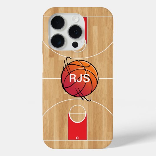 バスケットボールコートのモノグラムバスケットボール Case-Mate iPhoneケース (裏面)