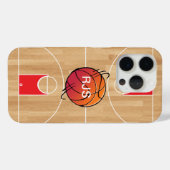 バスケットボールコートのモノグラムバスケットボール Case-Mate iPhoneケース (裏面 (横))