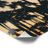 バスケットボールコートのヤシの木が日没時 ポスター (コーナー)