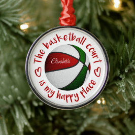 バスケットボールコートは私の幸せな場所だ メタルオーナメント